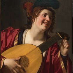 Woman Tuning a Lute